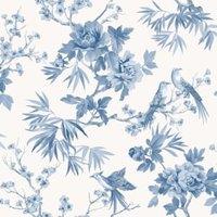 Rasch Amelie Chinoiserie Blue Wallpaper - 10m
