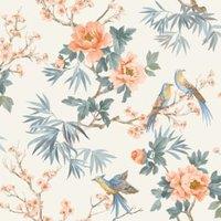 Rasch Amelie Chinoiserie Orange & Blue Wallpaper - 10m
