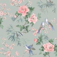 Rasch Amelie Chinoiserie Sage Wallpaper - 10m