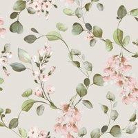 Rasch Rosalie Floral Cream & Pink Wallpaper - 10m