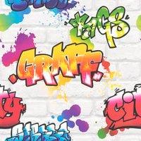 Rasch Graffiti Brick White Wallpaper - 10m