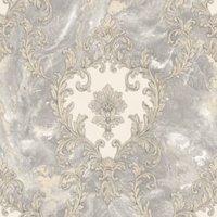 Rasch Sienna Damask Grey Wallpaper - 10m