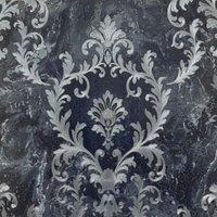 Rasch Sienna Damask Blue & Silver Wallpaper - 10m