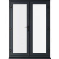 Crystal uPVC Grey Left Hand Clear Triple Glazed French Door - 1390 x 2055mm