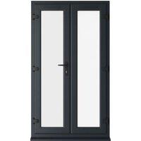 Crystal uPVC Grey Left Hand Clear Triple Glazed French Door - 1190 x 2090mm