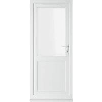 Crystal uPVC White Left Hand Inwards Clear Triple Glazed Half Glass Half Panel Single Door - 840 x 2090mm
