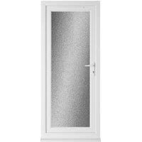 Crystal uPVC White Left Hand Inwards Obscure Triple Glazed Full Glass Single Door - 890 x 2090mm