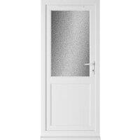 Crystal uPVC White Left Hand Inwards Obscure Triple Glazed Half Glass Half Panel Single Door - 920 x 2090mm
