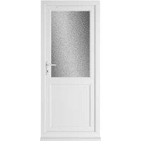 Crystal uPVC White Right Hand Inwards Obscure Triple Glazed Half Glass Half Panel Single Door - 890 x 2090mm