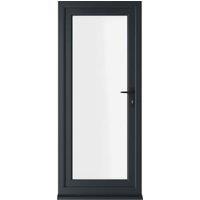 Crystal uPVC Grey Left Hand Inwards Clear Triple Glazed Full Glass Single Door - 920 x 2090mm