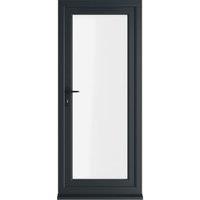 Crystal uPVC Grey Right Hand Inwards Clear Triple Glazed Full Glass Single Door - 920 x 2090mm