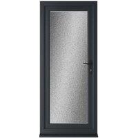 Crystal uPVC Grey Left Hand Inwards Obscure Triple Glazed Full Glass Single Door - 890 x 2090mm