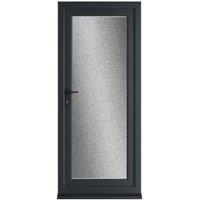 Crystal uPVC Grey Right Hand Inwards Obscure Triple Glazed Full Glass Single Door - 920 x 2090mm