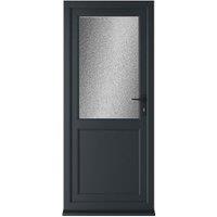 Crystal uPVC Grey Left Hand Inwards Obscure Triple Glazed Half Glass Half Panel Single Door - 890 x 2090mm