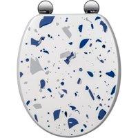 Croydex Flexi Fix Terrazzo Moulded Wood Quick Release Toilet Seat - White Blue