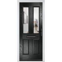 Crystal Carnoustie Black Left Hand GRP Composite Door with Clear Glass - 920 x 2090mm