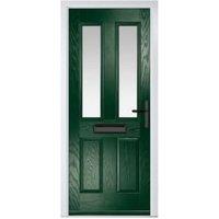 Crystal Carnoustie Green Left Hand GRP Composite Door with Stippolyte Glass - 920 x 2090mm