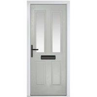 Crystal Carnoustie Agate Grey Right Hand GRP Composite Door with Stippolyte Glass - 920 x 2090mm