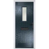 Crystal Sunningdale Anthracite Grey Left Hand GRP Composite Door with Stippolyte Glass - 920 x 2090mm