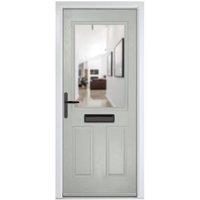 Crystal Lytham Agate Grey Right Hand GRP Composite Door with Clear Glass - 920 x 2090mm
