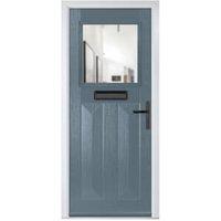 Crystal Eaton Slate Grey Left Hand GRP Composite Door with Clear Glass - 920 x 2090mm