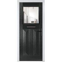 Crystal Eaton Black Left Hand GRP Composite Door with Clear Glass - 920 x 2090mm