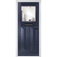 Crystal Eaton Blue Left Hand GRP Composite Door with Clear Glass - 920 x 2090mm