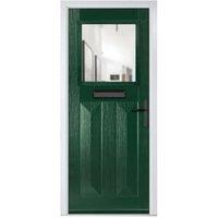 Crystal Eaton Green Left Hand GRP Composite Door with Clear Glass - 920 x 2090mm