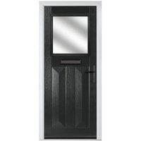 Crystal Eaton Black Left Hand GRP Composite Door with Stippolyte Glass - 920 x 2090mm