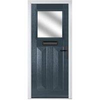 Crystal Eaton Anthracite Grey Left Hand GRP Composite Door with Stippolyte Glass - 920 x 2090mm