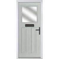 Crystal Eaton Agate Grey Left Hand GRP Composite Door with Stippolyte Glass - 920 x 2090mm