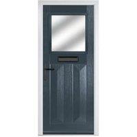 Crystal Eaton Anthracite Grey Right Hand GRP Composite Door with Stippolyte Glass - 920 x 2090mm