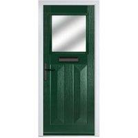 Crystal Eaton Green Right Hand GRP Composite Door with Stippolyte Glass - 920 x 2090mm