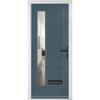Crystal Monza Slate Grey Left Hand GRP Composite Door with Clear Glass - 920 x 2090mm