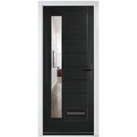 Crystal Monza Black Left Hand GRP Composite Door with Clear Glass - 920 x 2090mm