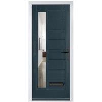 Crystal Monza Anthracite Grey Left Hand GRP Composite Door with Clear Glass - 920 x 2090mm
