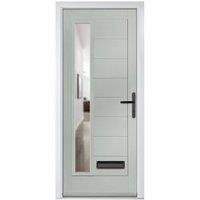 Crystal Monza Agate Grey Left Hand GRP Composite Door with Clear Glass - 920 x 2090mm