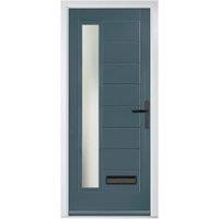 Crystal Monza Slate Grey Left Hand GRP Composite Door with Stippolyte Glass - 920 x 2090mm
