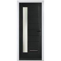 Crystal Monza Black Left Hand GRP Composite Door with Stippolyte Glass - 920 x 2090mm