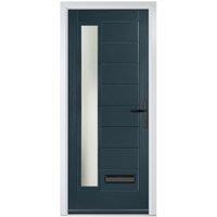 Crystal Monza Anthracite Grey Left Hand GRP Composite Door with Stippolyte Glass - 920 x 2090mm