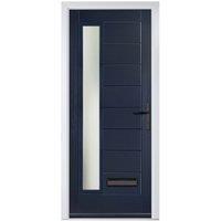 Crystal Monza Blue Left Hand GRP Composite Door with Stippolyte Glass - 920 x 2090mm