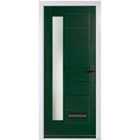 Crystal Monza Green Left Hand GRP Composite Door with Stippolyte Glass - 920 x 2090mm