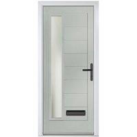 Crystal Monza Agate Grey Left Hand GRP Composite Door with Stippolyte Glass - 920 x 2090mm