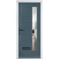 Crystal Monza Slate Grey Right Hand GRP Composite Door with Clear Glass - 920 x 2090mm
