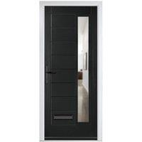 Crystal Monza Black Right Hand GRP Composite Door with Clear Glass - 920 x 2090mm