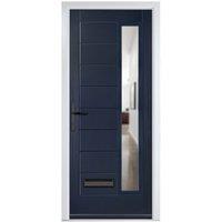 Crystal Monza Blue Right Hand GRP Composite Door with Clear Glass - 920 x 2090mm