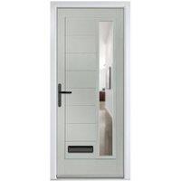 Crystal Monza Agate Grey Right Hand GRP Composite Door with Clear Glass - 920 x 2090mm