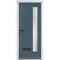 Crystal Monza Slate Grey Right Hand GRP Composite Door with Stippolyte Glass - 920 x 2090mm