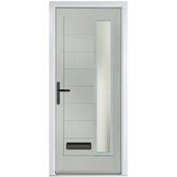 Crystal Monza Agate Grey Right Hand GRP Composite Door with Stippolyte Glass - 920 x 2090mm