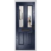 Crystal Carnoustie Blue Left Hand GRP Composite Door with Clear Glass - 890 x 2090mm